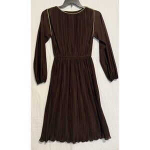 Vintage Hal Ferman Brown Pleated A-Line Dress disco 1970’s - no sz - see pics